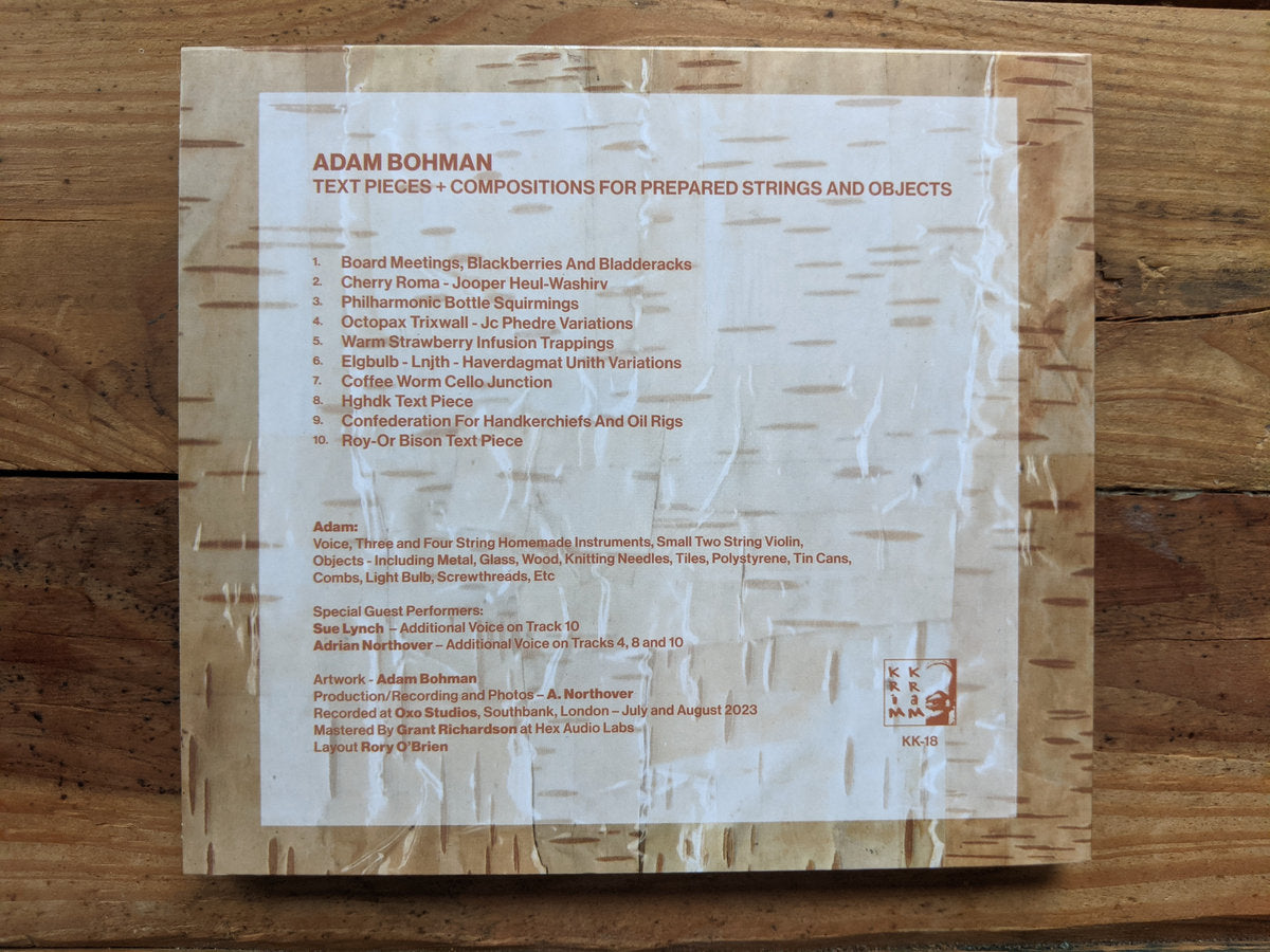 Adam Bohman - Text Pieces + Compositions for Prepared Strings and Objects CD