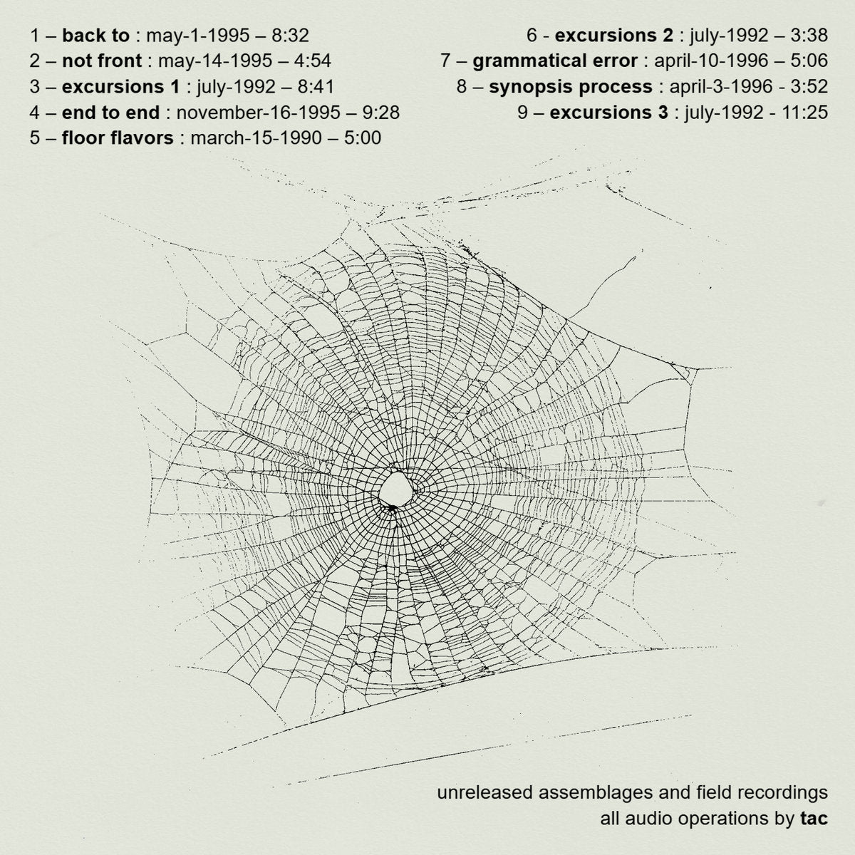 TAC - Back To, Not Front CD